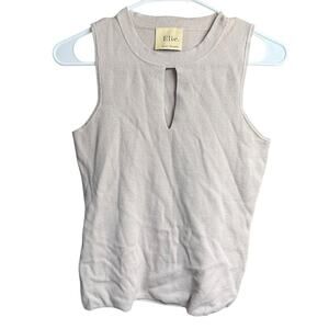 Elie Tahari Womens Knit Sweater Tank keyhole Tan XS OfficeSiren Minimalism